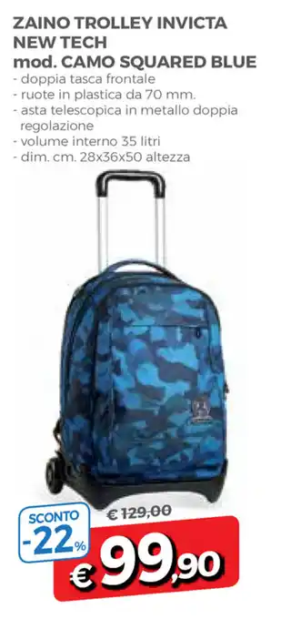 Zaino Trolley Invicta New Tech mod. Camo Squared Blue