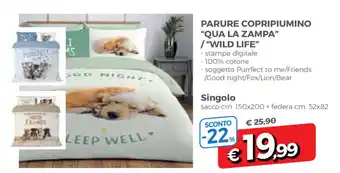 Famila Parure Copripiumino "Qua La Zampa"/"Wild Life" offerta