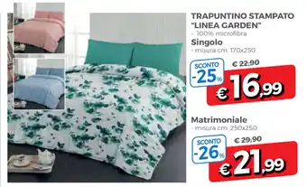 Famila Trapuntino Stampato "Linea Garden", Singolo 170x250cm offerta
