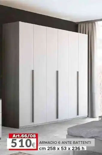 Dotolo Mobili ARMADIO 6 ANTE BATTENTI cm 258 x 53 x 236 h offerta