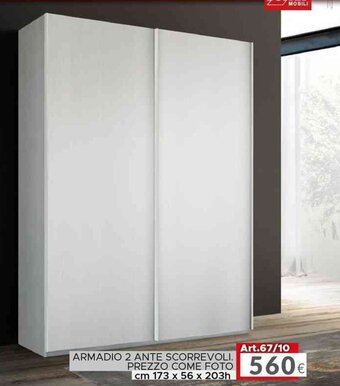 Dotolo Mobili ARMADIO 2 ANTE SCORREVOLI. cm 173 x 56 x 203h offerta