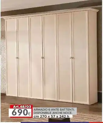 Dotolo Mobili ARMADIO 6 ANTE BATTENTI. cm 270 x 67 x 242h offerta