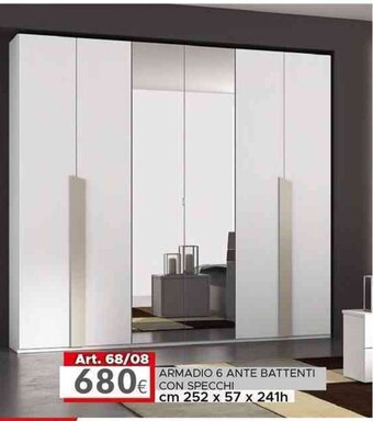 ARMADIO 6 ANTE BATTENTI CON SPECCHI cm 252 x 57 x 241 h
