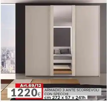 ARMADIO 3 ANTE SCORREVOLI cm 272 x 57 x 241h