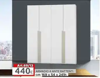 Dotolo Mobili ARMADIO 4 ANTE BATTENTI cm 169 x 54 x 241h offerta