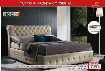 LETTO MATRIMONIALE IMBOTTITO. DISPONIBILE IN VARIE COLORAZIONI cm 180 x 226 x 114 h