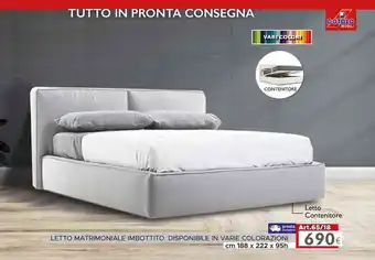 LETTO MATRIMONIALE IMBOTTITO. DISPONIBILE IN VARIE COLORAZIONI cm 188 x 222 x 95h