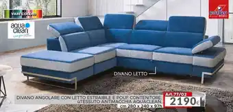 Dotolo Mobili DIVANO ANGOLARE CON LETTO ESTRAIBILE E POUF CONTENITORE. offerta