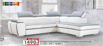 Dotolo Mobili DIVANO CON LETTO ESTRAIBILE E POUF CONTENITORE offerta