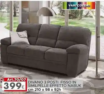 Dotolo Mobili DIVANO 3 POSTI FISSO IN SIMILPELLE EFFETTO NABUK offerta