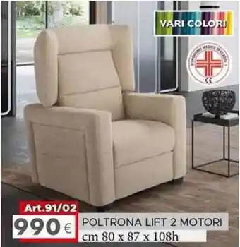 Dotolo Mobili POLTRONA LIFT 2 MOTORI cm 80 x 87 x 108h offerta