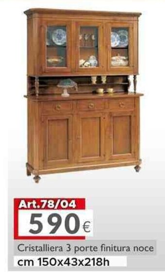 Dotolo Mobili Cristalliera 3 porte finitura noce cm 150x43x218h offerta