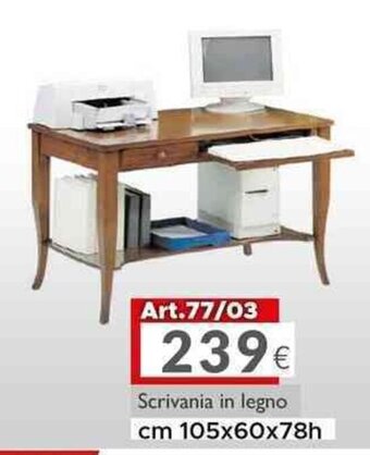 Dotolo Mobili Scrivania in legno cm 105x60x78h offerta