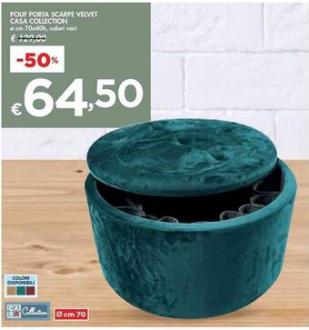 Bennet POUF PORTA SCARPE VELVET CASA COLLECTION Ø cm 70x40h offerta