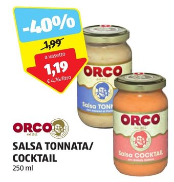 ALDI ORCO SALSA TONNATA/ COCKTAIL 250 ml offerta