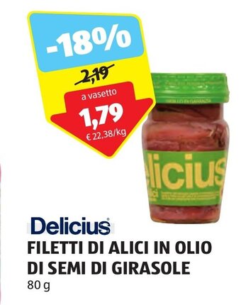 Delicius FILETTI DI ALICI IN OLIO DI SEMI DI GIRASOLE 80 g