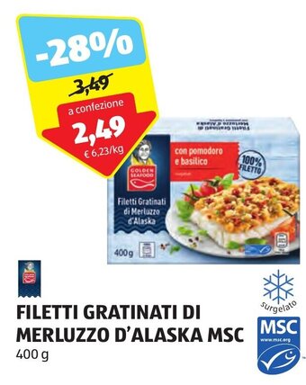 ALDI Filetti Gratinati di Merluzzo d'Alaska MSC 400 g offerta