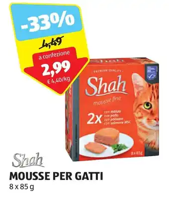 ALDI Shah MOUSSE PER GATTI 8x85g offerta