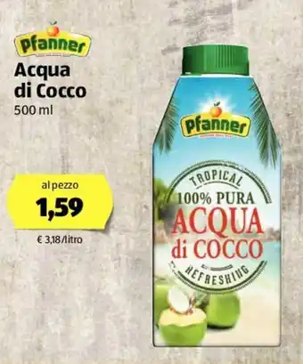 ALDI Pfanner Acqua di Cocco 500ml offerta
