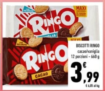 Conad BISCOTTI RINGO cacao/vaniglia 12 porzioni-660 g offerta