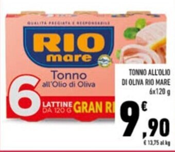 Conad TONNO ALL'OLIO DI OLIVA RIO MARE 6x120 g offerta