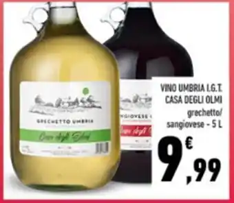 Conad VINO UMBRIA I.G.T. CASA DEGLI OLMI grechetto/ sangiovese - 5 L offerta