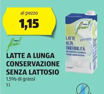 ALDI LATTE A LUNGA CONSERVAZIONE SENZA LATTOSIO 1 l offerta