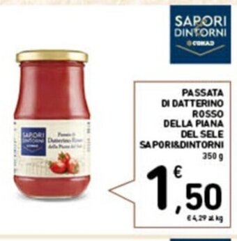Conad PASSATA DI DATTERINO ROSSO DELLA PIANA DEL SELE SAPORI&DINTORNI 350 g offerta