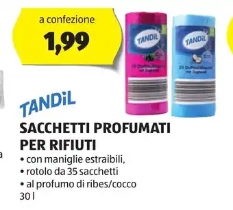 ALDI TANDIL SACCHETTI PROFUMATI PER RIFIUTI 30 L offerta