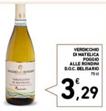 Conad VERDICCHIO DI MATELICA POGGIO ALLE RONDINI D.O.C. BELISARIO 75 cl offerta