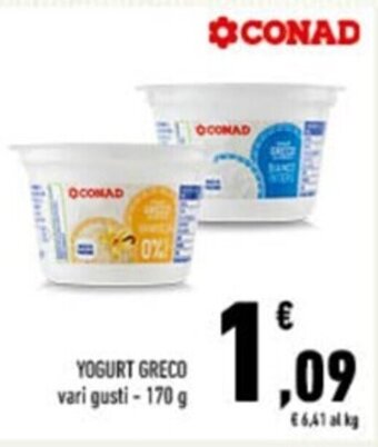 Conad YOGURT GRECO vari gusti - 170 g offerta