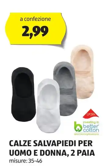 ALDI CALZE SALVAPIEDI PER UOMO E DONNA, 2 PAIA offerta