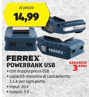ALDI FERREX® POWERBANK USB offerta