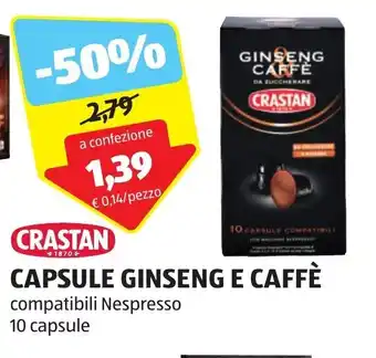 ALDI CRASTAN CAPSULE GINSENG E CAFFÈ offerta