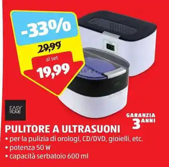 ALDI EASY HOME PULITORE A ULTRASUONI offerta
