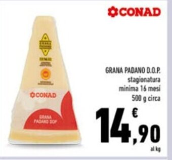 Conad GRANA PADANO D.O.P. stagionatura minima 16 mesi 500 g circa offerta