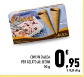 Conad CONI IN CIALDA PER GELATO ALI D'ORO 50 g offerta