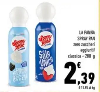 Conad LA PANNA SPRAY PAN zero zuccheri aggiuntil classica - 200 g offerta