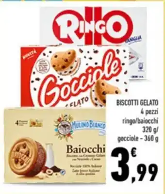 Conad BISCOTTI GELATO 4 pezzi ringo/baiocchi 320 g/ gocciole - 360 g offerta