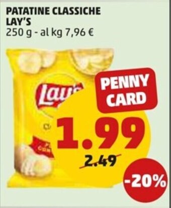 PENNY PATATINE CLASSICHE LAY'S 250 g offerta