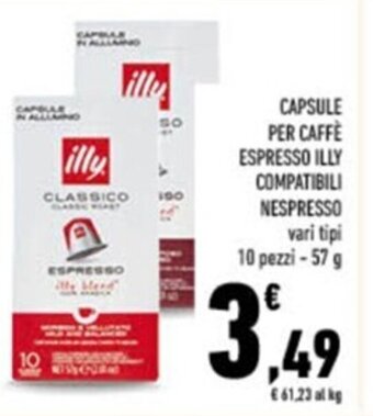 Conad CAPSULE PER CAFFÈ ESPRESSO ILLY COMPATIBILI NESPRESSO vari tipi 10 pezzi-57 g offerta