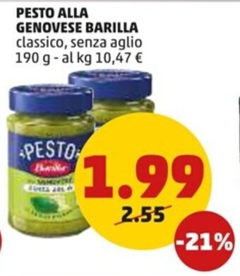 PENNY PESTO ALLA GENOVESE BARILLA classico, senza aglio 190 g offerta