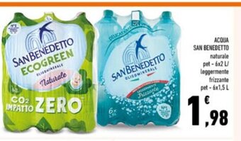 Conad ACQUA SAN BENEDETTO naturale pet - 6x2 L/ leggermente frizzante pet-6x1,5 L offerta