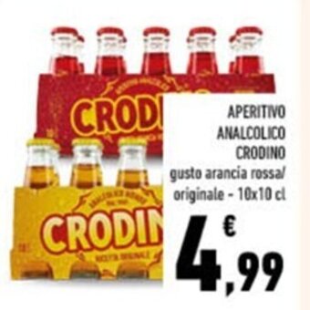 Conad APERITIVO ANALCOLICO CRODINO gusto arancia rossal originale - 10x10 cl offerta