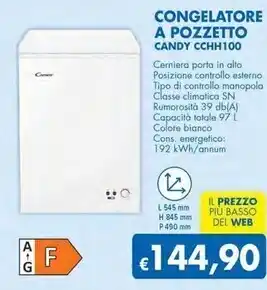 MD Discount Candy cchh 100 congelatore congelatore a pozzo libera installazione 97 l f bianco offerta