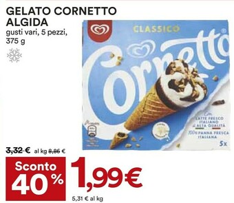 Coop Algida Cornetto Classico Con Latte Fresco Italiano Di Alta Qualità 75 G 375 G(ml) offerta