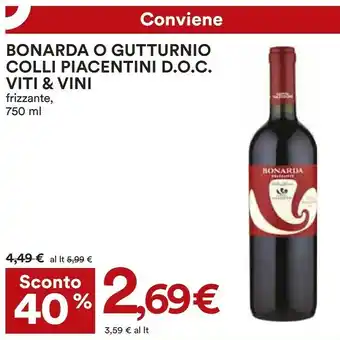 Coop Viti & Vini Bonarda/ Gutturnio Colli Piacentini Doc Frizzante 750 Ml offerta