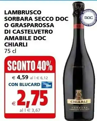 Il Gigante Chiarli - Lambrusco Grasparossa Di Castelvetro 750 G(ml) offerta