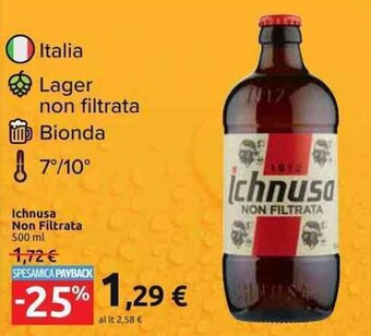 Carrefour Market Ichnusa Non Filtrata 500 ml offerta
