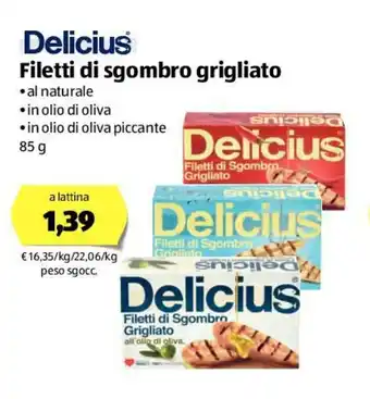 ALDI Delicius Filetti di sgombro grigliato 85g offerta